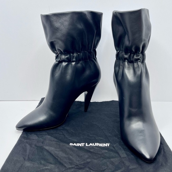 Saint Laurent ‘Etienne’ Ruffled Leather Ankle Booties - Picture 7 of 15
